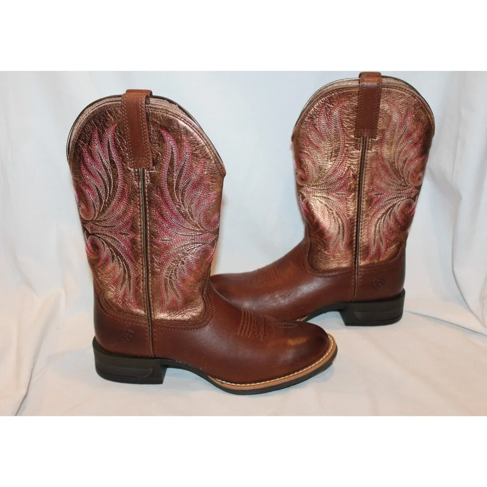 ARIAT WOMEN'S SENA LEATHER TALL COWBOY BOOTS SIENNA SADDLE RUSTY RED SZ 7B